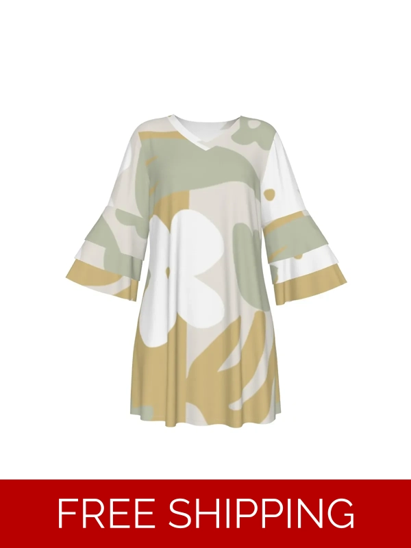 Motiff Stacked Ruffle Sleeve Dress